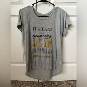Disney short sleeve grey shirt, longer in the back size small